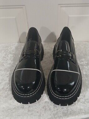 Men's Black Patent Leather Lug Sole Loafers